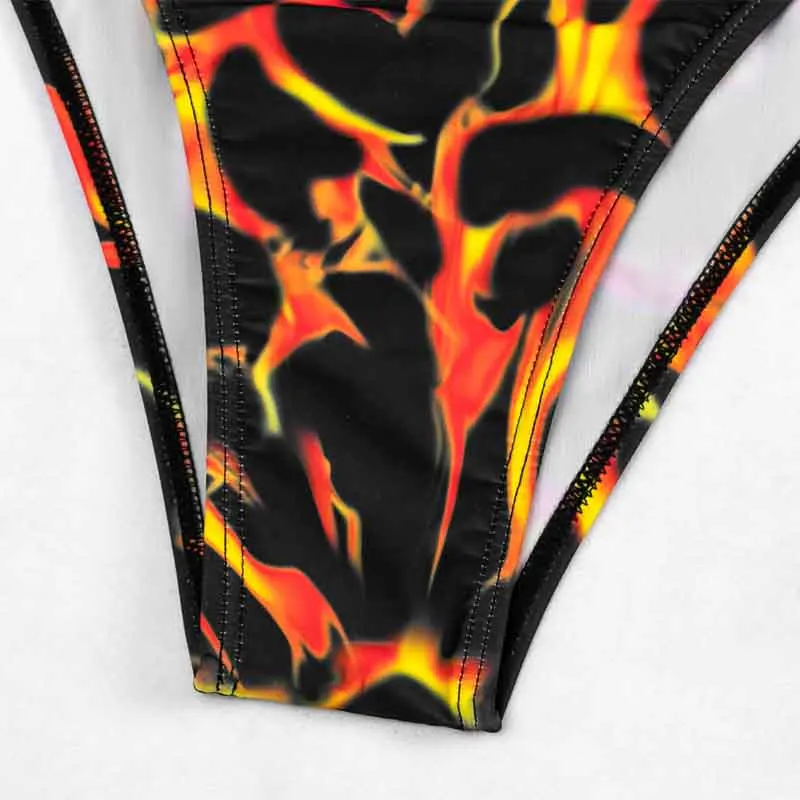 

Sexy One Shoulder Flame Printed One-Piece Swimsuit Women Personalized Beachwear Female Beach Pool Bathing Suit Monokini E24