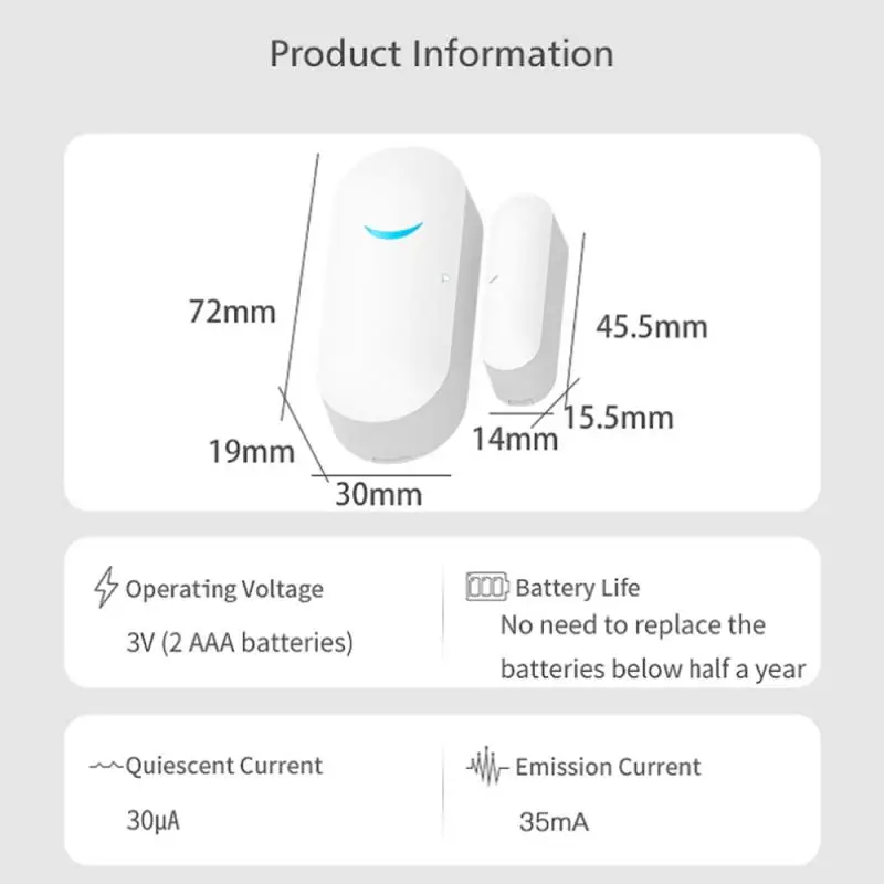 

NEW Tuya Smart WiFi Door Sensor Door Open / Closed Detectors Magnetic Switch Window Sensor Home Security Alert Security Alarm