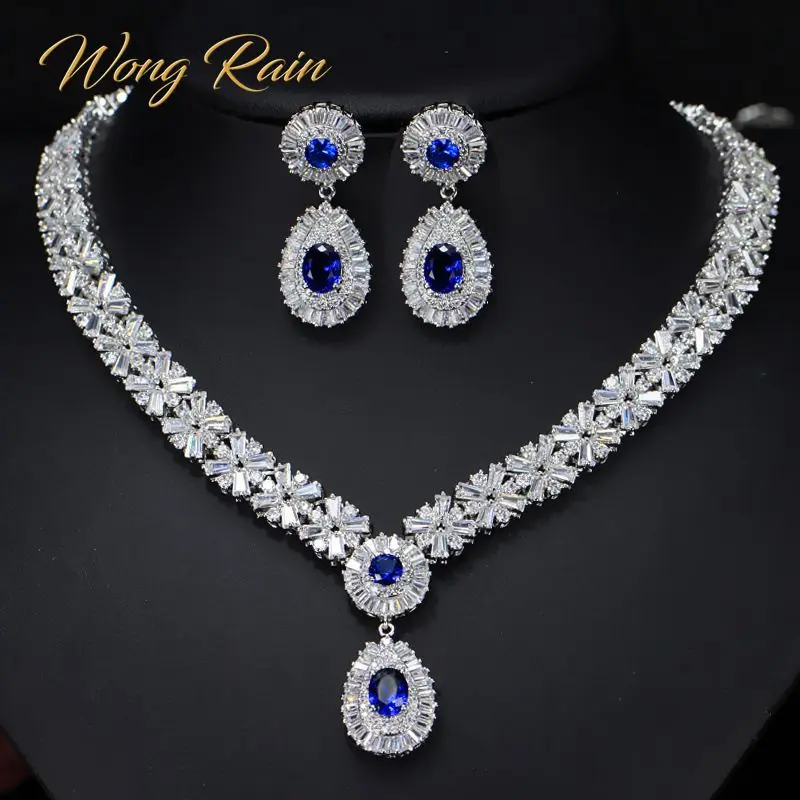 Wong Rain роскошные 925 Стерлинговое Серебро сапфир рубин изумруд драгоценный камень