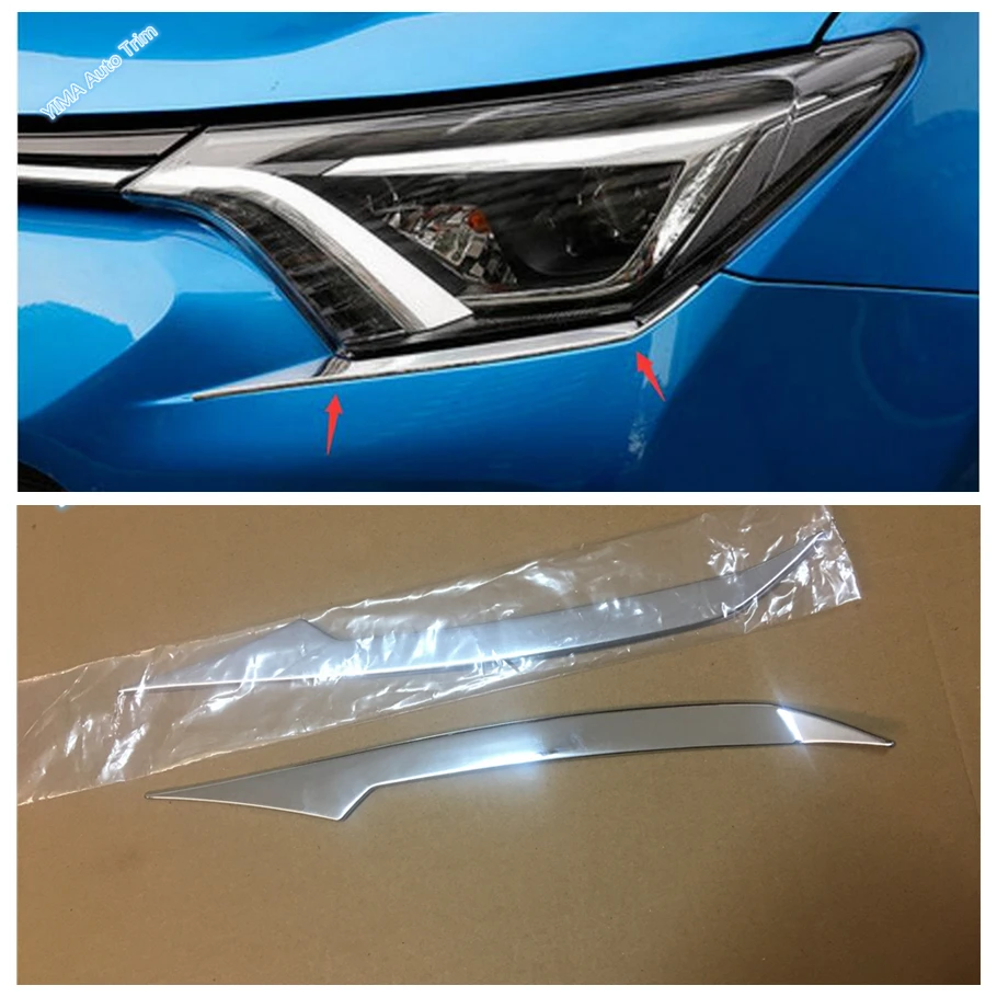 Автомобильный Стайлинг хромированные передние фары лампы полоски для бровей