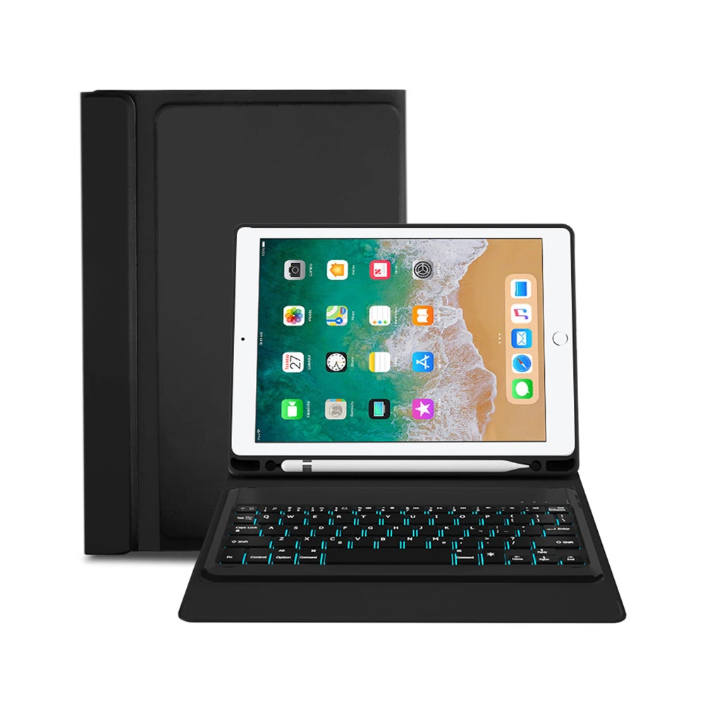 Для Air 1/Air 2/Pro 9,7/ iPad/ iPad Американский 7 цветов с подсветкой планшет Bluetooth клавиатура чехол с кожаным чехлом