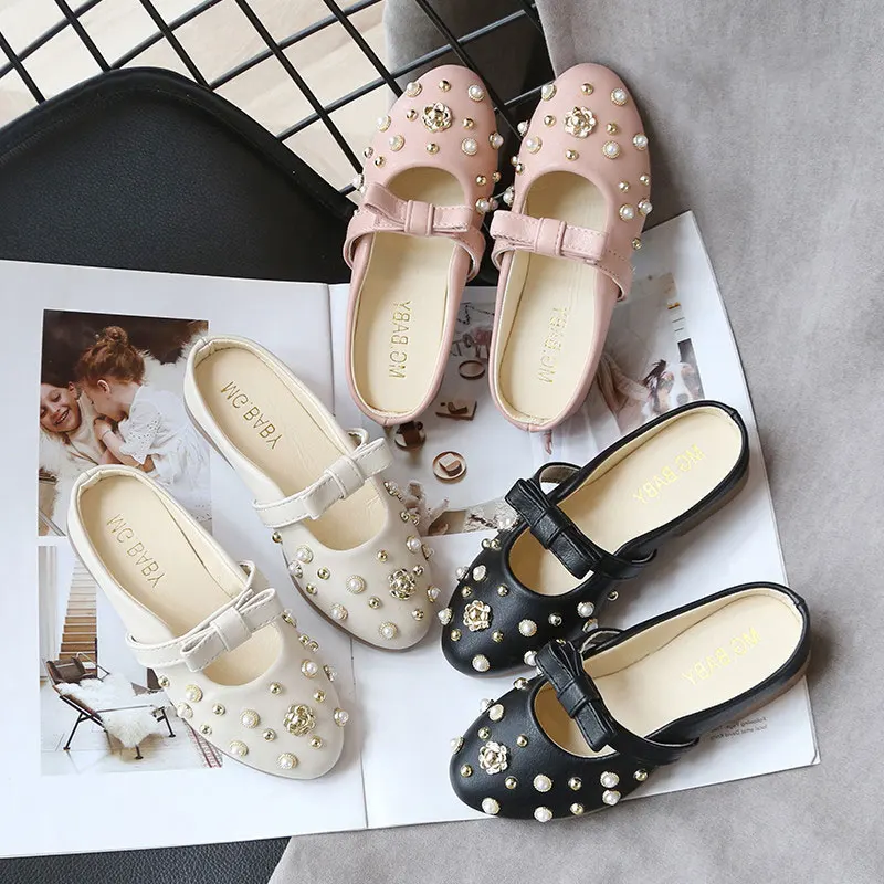 Сандалии принцессы на плоской подошве с жемчужинами Новое поступление модельные