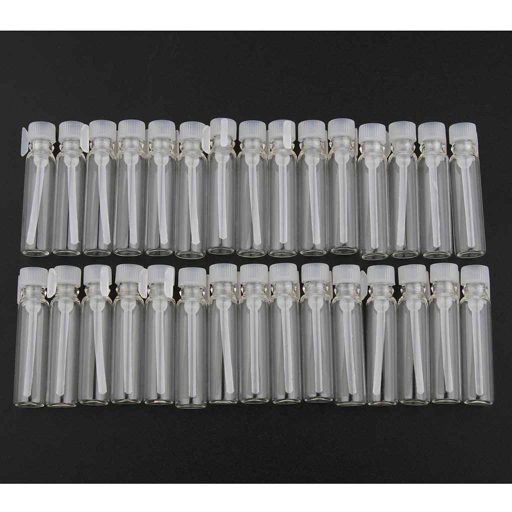 

30PCS Premium Glass Vials with Plastic Lids Empty Cosmetic Bottle Containers
