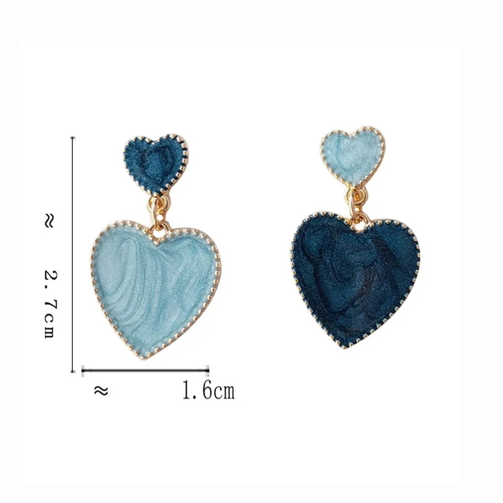 

New Korean Acrylic Heart Earrings For Women Girls Vintage Blue Round Geometric Hanging Dangle Earrings 2021 Trend Jewelry Gift