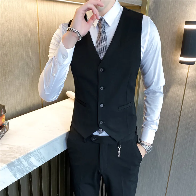 Серые мужские официальные жилеты в комплекте со штанами Цвет жилет Slim Fit