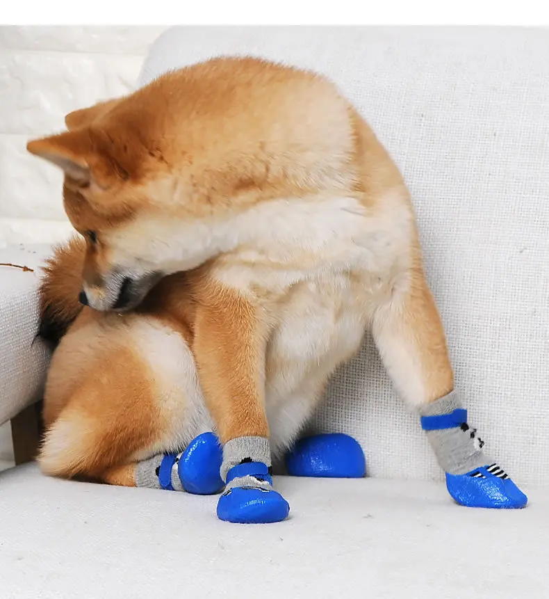 4 шт./компл. Обувь для собак зимние теплые носки больших водонепроницаемые