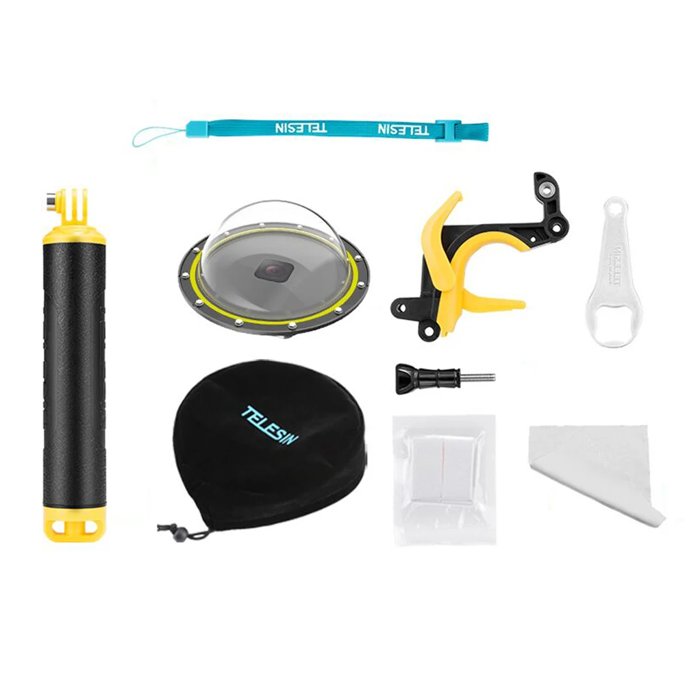 TELESIN 7 дюймовый купольный погружной чехол с погружным портом для экшн камеры GoPro