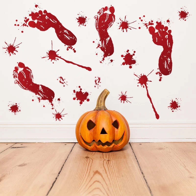 Halloween Sticker Horror Bloody Handprints Footprints Stickers Window Floor Party Decorations Supplies DAG-ship | Дом и сад