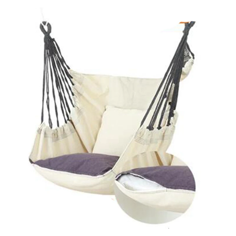 

Hammock Chair Hanging Rope Chair Swing Chair Seat with 2 Pillows for Garden Indoor Outdoor Fashionable Hammock Swings