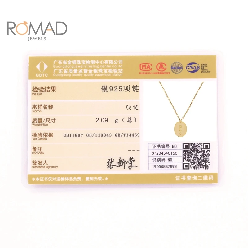 

ROMAD Necklace 925 Sterling Silver Women Round Medal Star Pattern Necklace Fashionable Zircon Jewellery Collares