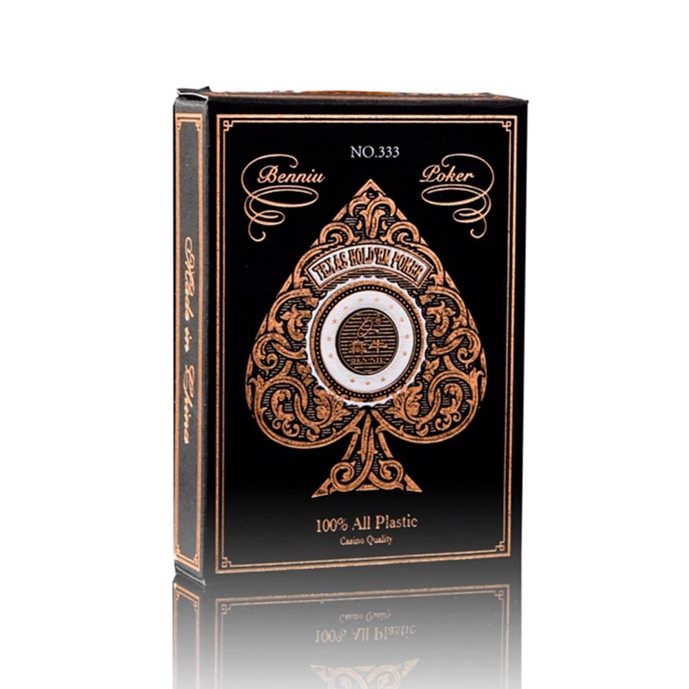 Водонепроницаемые покерные карты с золотым задним поверхностным матовым покрытием и краями для казино Texas Holdem.