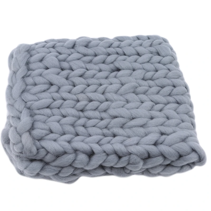 

Knitted Wool Crochet Baby Blanket Newborn Photography Props Chunky Knit Blanket Basket Filler