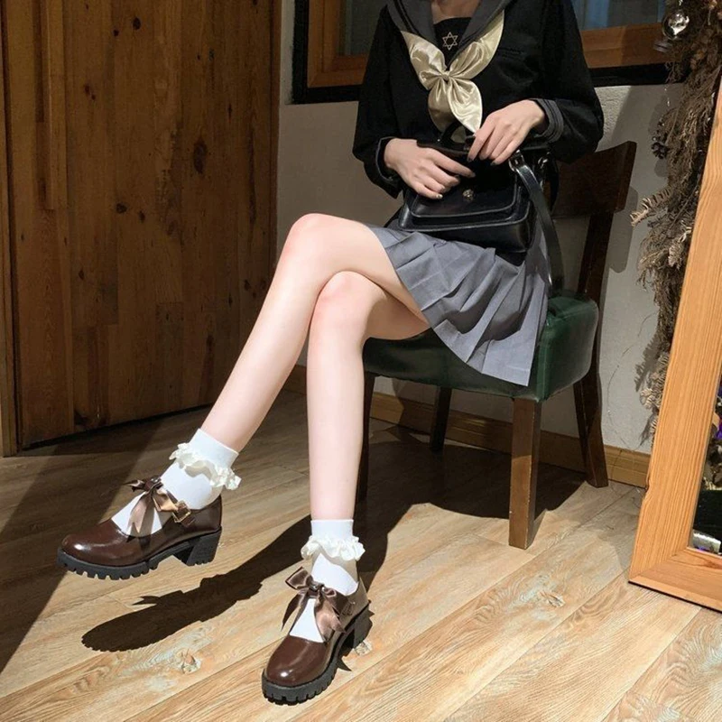 

2022 jK leather shoes Japanese uniform shoes cute Girls Students thick heel women shoes Mary Jane shoes High Heel Platform shoe
