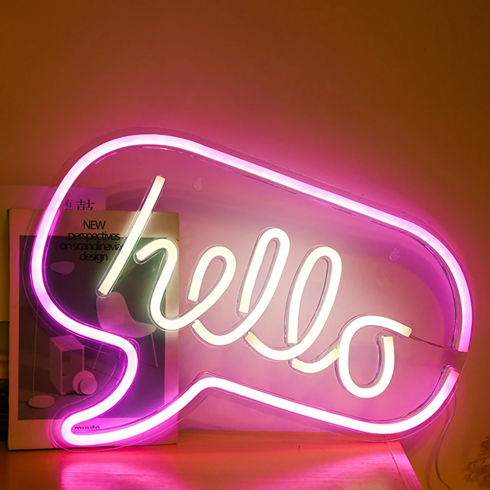 Sale USB LED Neon Sign with Transparent Acrylic Large Panel Hanging Wall Art for Living Room Lamp Party Home Decor P35 | Лампы и