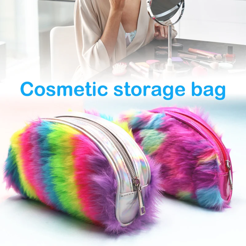 

Креативный плюшевый пенал радужного цвета, Многофункциональный косметический карандаш, канцелярская сумка для хранения, офисные принадле...