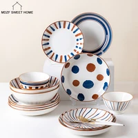 24pc japanese ceramics bowl for salads fruit noodles soup kitchen pasta bowl microwave safe restaurant household tableware set