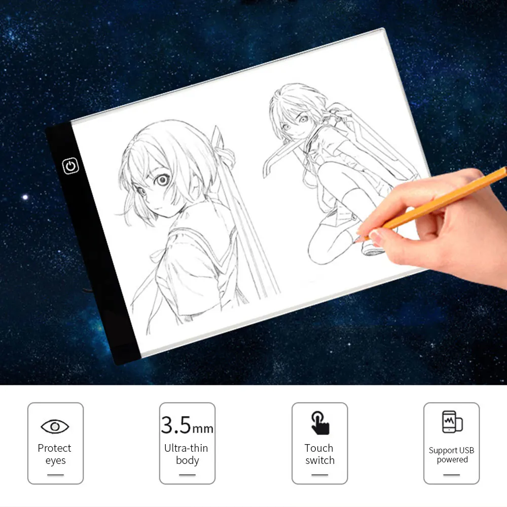 Светодиодные доски для рисования A4 доска подложки копирования Светодиодная