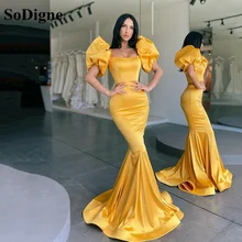 Sodigne amarelo longo sereia fora do ombro vestido de noite mangas curtas u pescoço formal festa de formatura vestidos de festa (2)