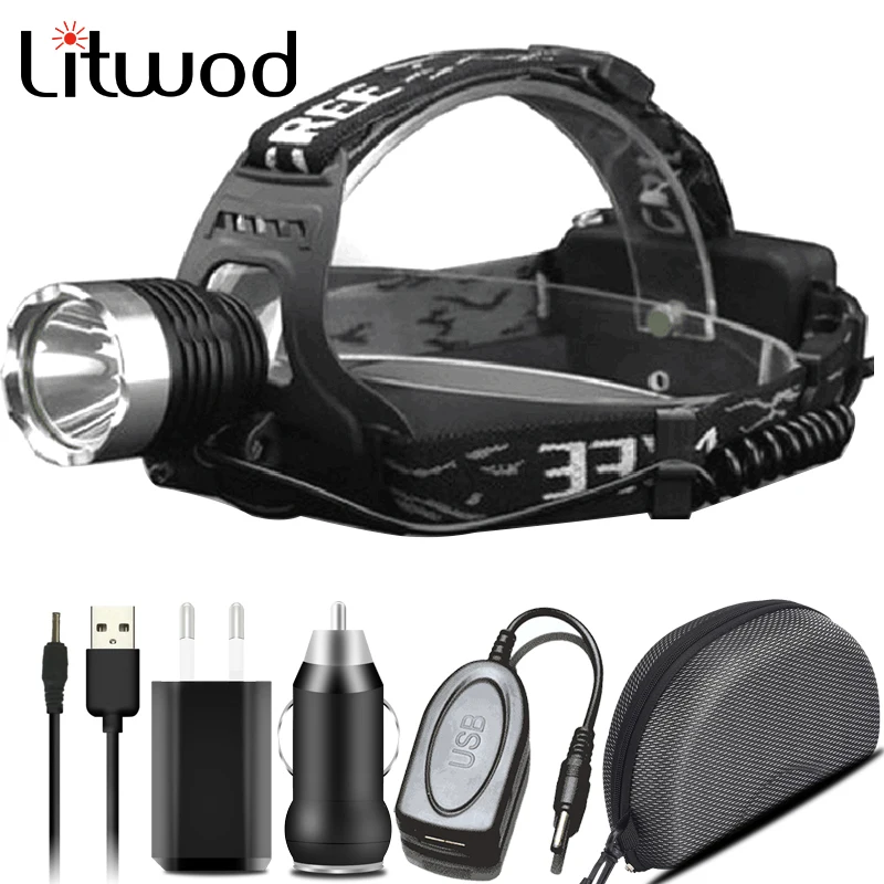 

XM-L T6 Fishing Light Head Lamp Headlamp Rechargeable Flashlight 3000lm Led Bulbs Litwod Camping Riding Climbing Lithium Ion 10W