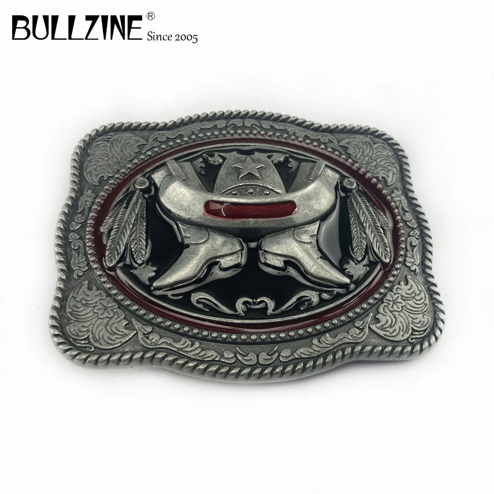 В Bullzine ковбойские сапоги пряжки ремня с оловянной отделкой FP-03393 подходит для