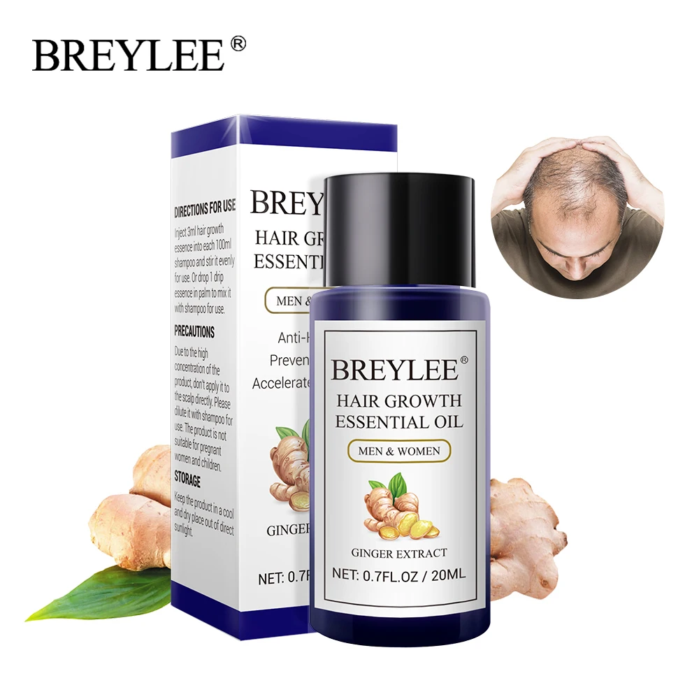 

BREYLEE Hair Growth Essential Oil Ginger Hair Loss Treatment Effective Germinal Hair Regrowth Serum Nourishing Prevent Hair Care