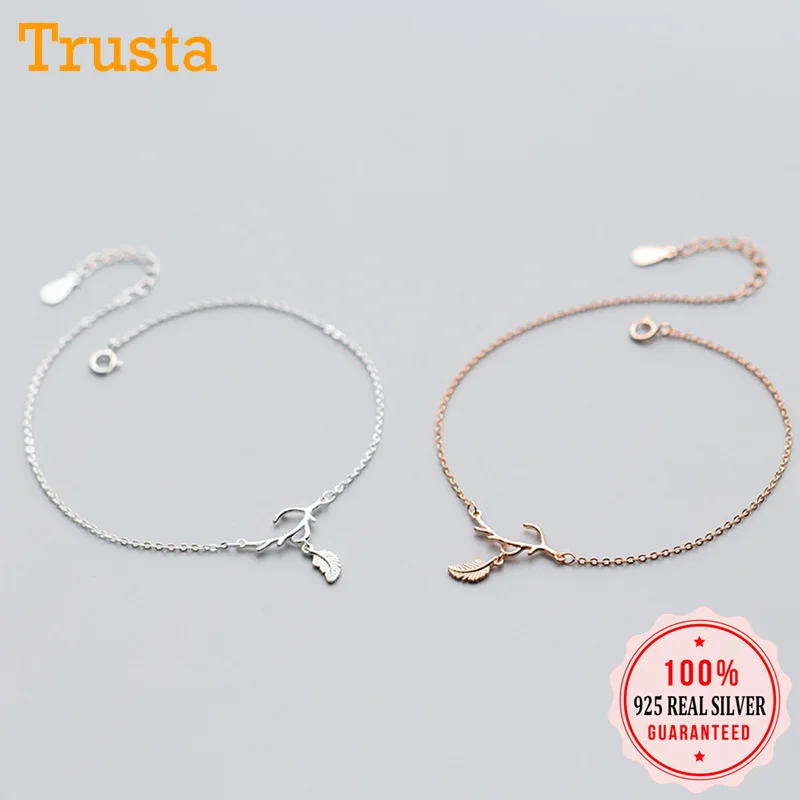 Trustdavis, 925 пробы, серебряные ветви, листья, сладкие ножные браслеты для женщин, Стерлинговое серебро, ювелирные изделия, подарок на день рождения, сюрприз, DS1163