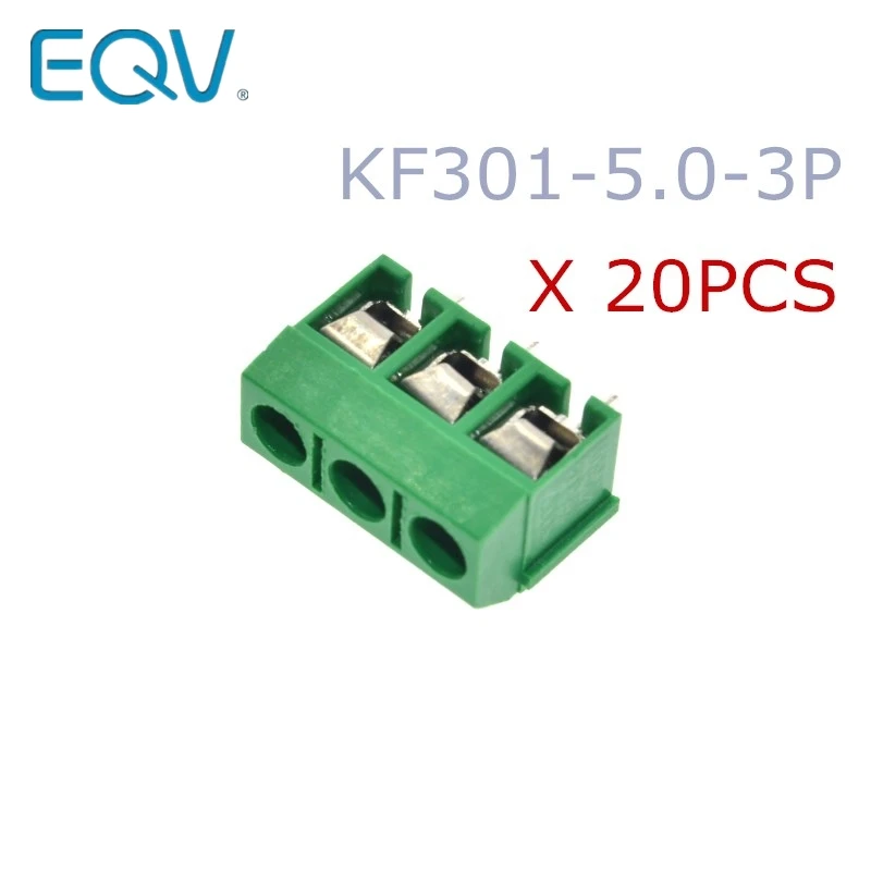 EQV 20 шт./лот KF301 3P 5.0 винт 3Pin 5 0 мм прямой контактный PCB блок зеленый|lot lot|screw pcbscrew lot |