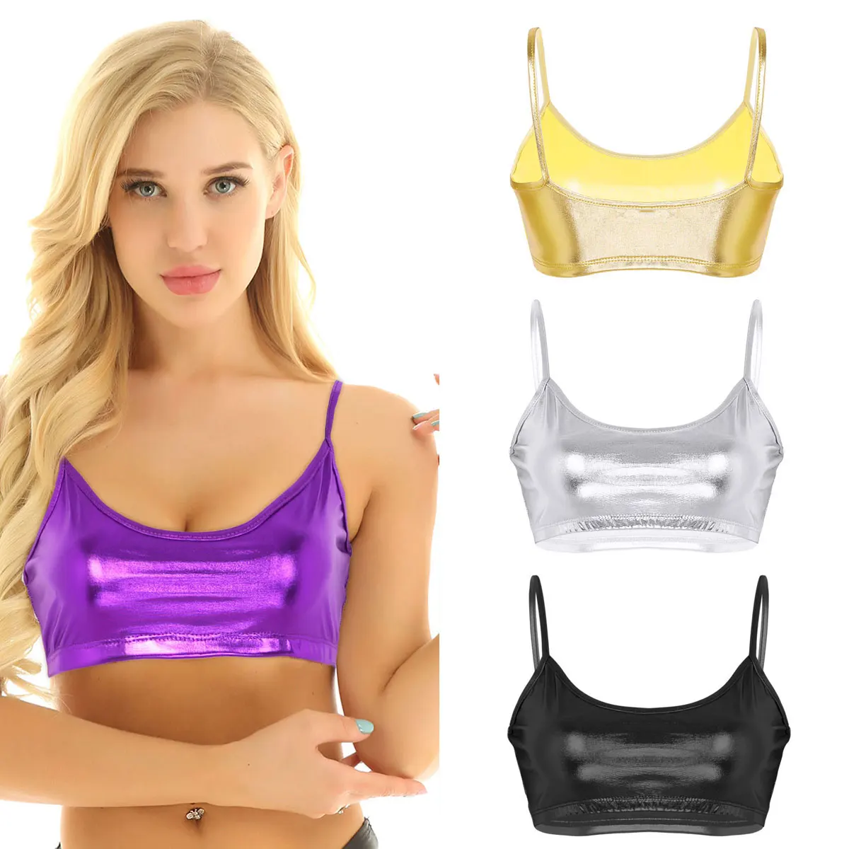 Женский камзол сексуальный укороченный топ блестящие металлические бретельки