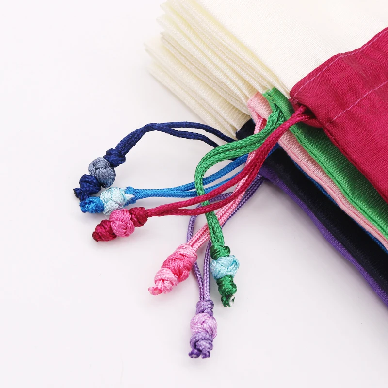 2pcs/lot 10*15cm Satin Drawstring Bags With Chinese Knot Wedding Christmas Gift Jewelry Pouches Packing Storage Cotton Bag | Украшения и