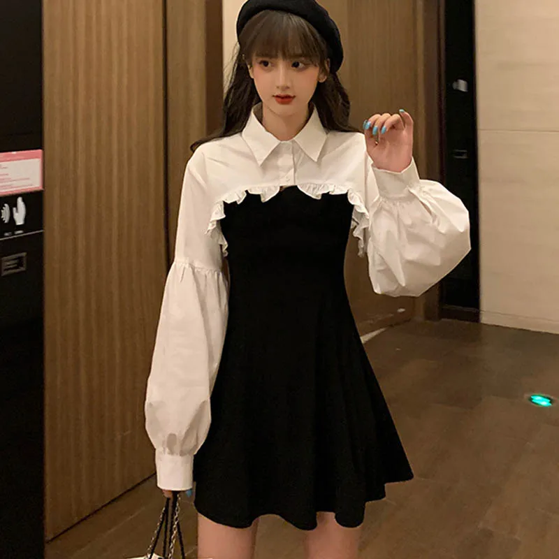 

Elegant Party Dress Women Sweet Empire High Street Mini Dress Gothic Shirt Straps Dress Korean Summer 2021 Female Outfits New