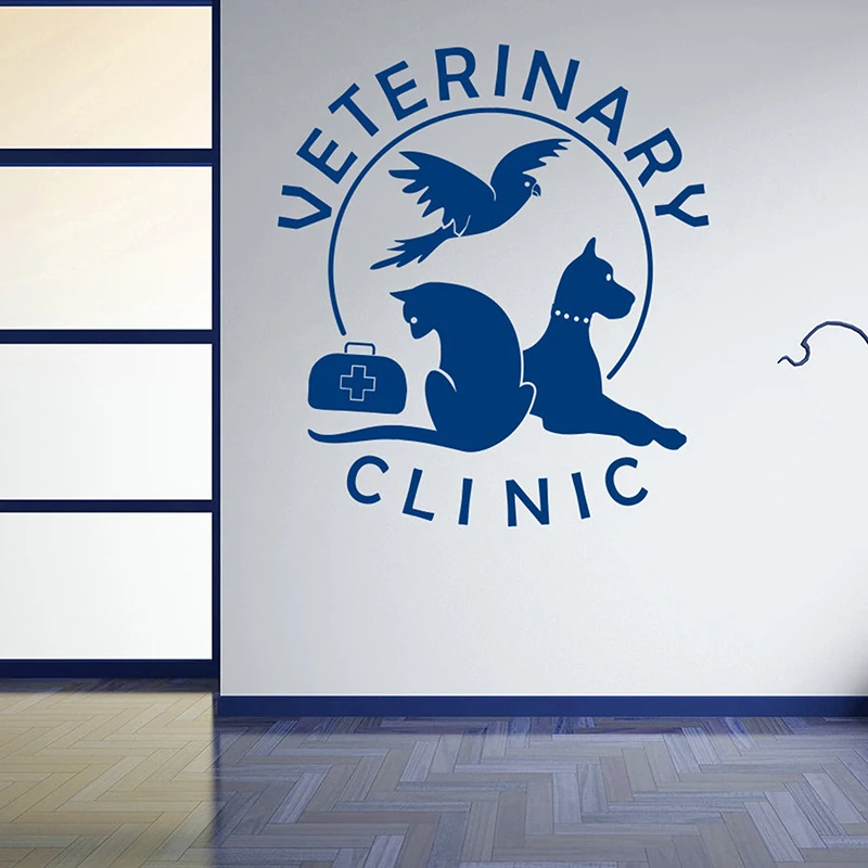 Pegatina de vinilo para la pared de la clínica veterinaria, para Interior, Hospital, tienda, gato, perro, decoración, Mural, S227
