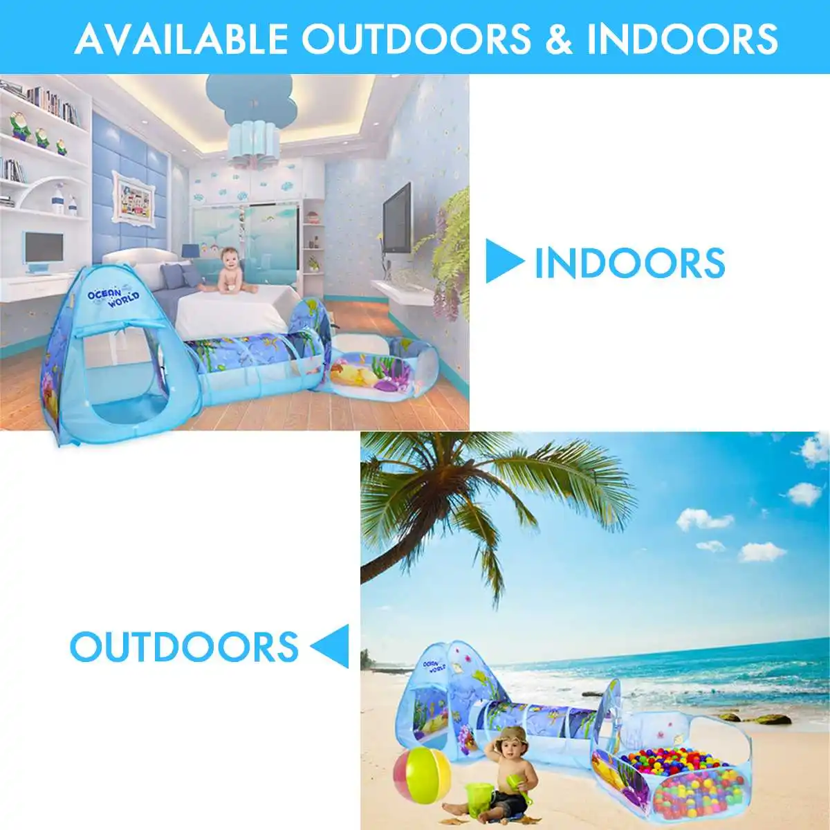

3 In 1 Play Tent Baby Toys Ball Pool for Children Kids Ocean Balls Pool Foldable Kids Play Tent Playpen Tunnel Play House