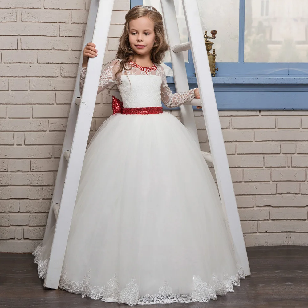 

Princess Tulle Lace A Line Flower Girl Dresses for Wedding First Communion Dresses Wedding Party Dress Runway Show Pageant
