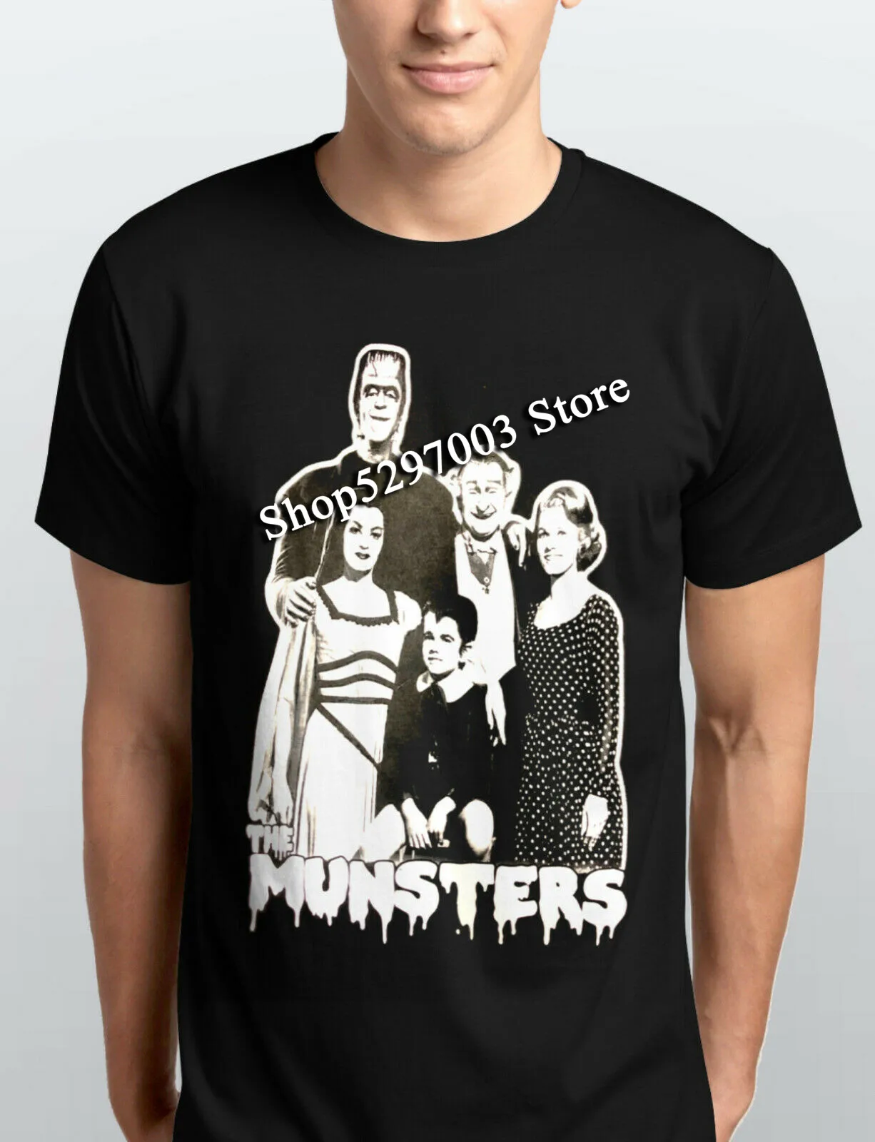 Брендовая Новинка Черная футболка с лилией дедушкой Eddie Marilyn Munster модная