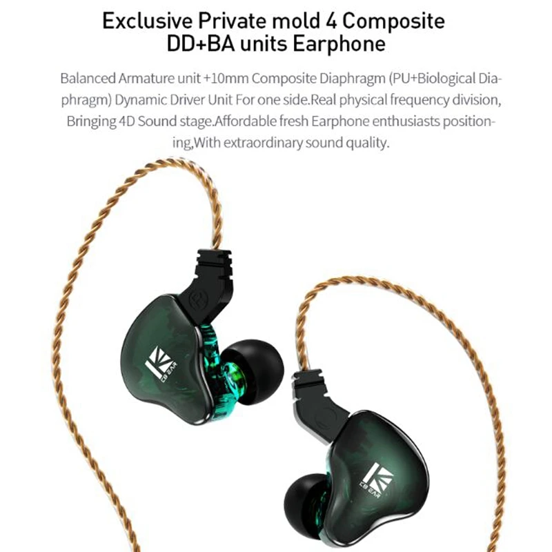 

KBEAR KS2 Hybrid DD+BA in Ear Earphone with 0.78mm Pin TFZ Earbud Hifi Sport Game Replaceable Wire Earphone