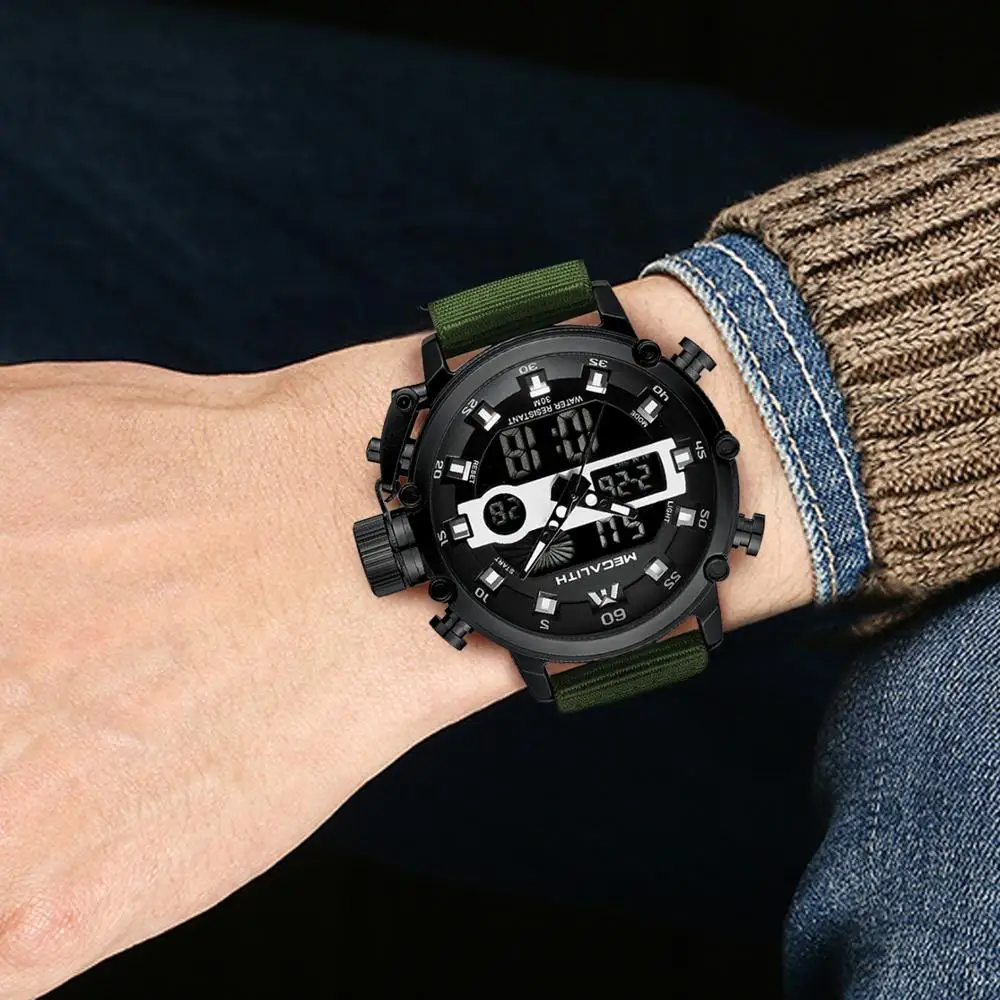 

Relogio Masculino Sport Waterproof Watches Men Luminous Dual Display Alarm Top Brand Luxury Quartz Watch Wholesale 8051