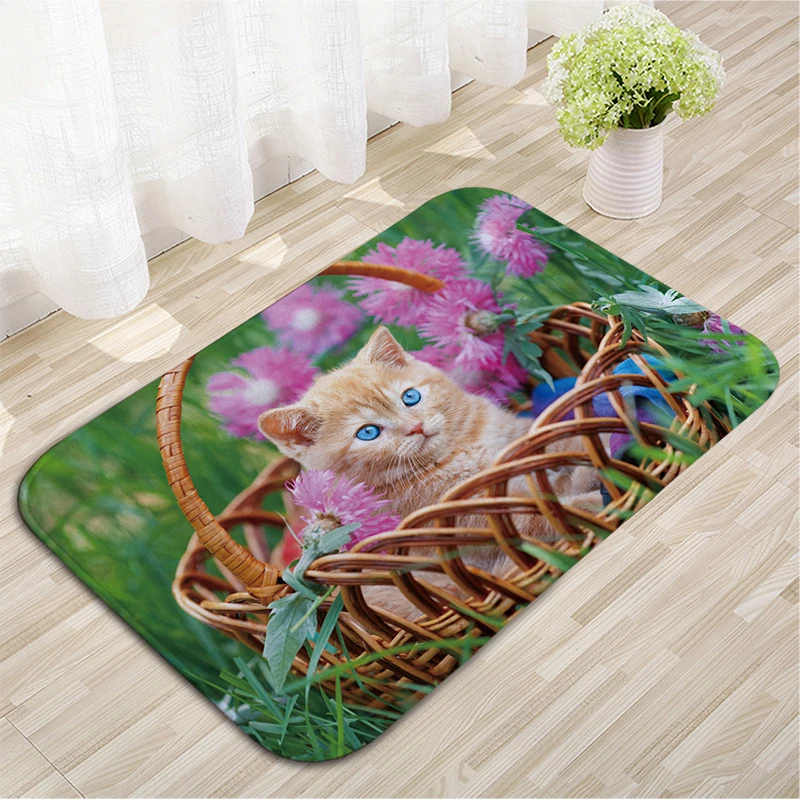 Принтом в виде кошачьей мордочки Cat дверной коврик нескользящий для пола