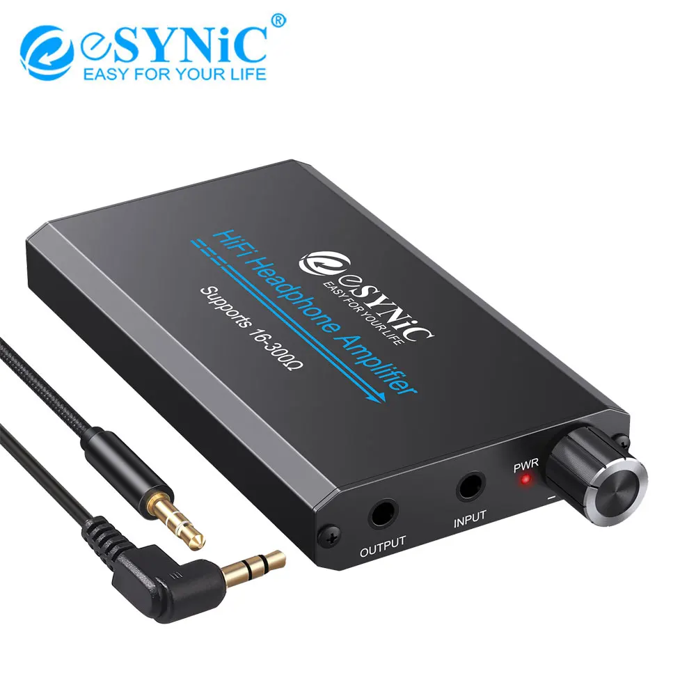 

eSYNiC 16-300Ω HiFi Headphone Amplifier 3.5mm AUX Input Output Portable Earphone Amplifier With Two-stage Gain Switch Enhances