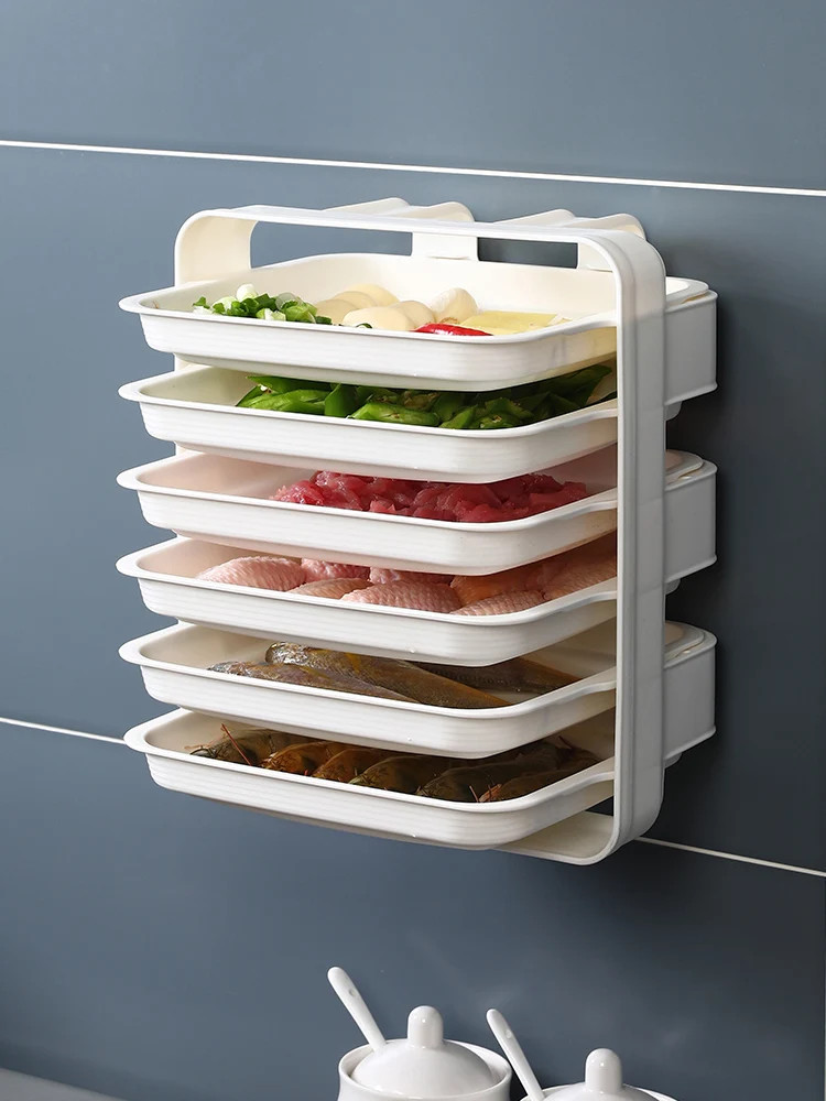 

Wall-mounted side dishware ready dish hand-held punch-free home hot pot plate creative net red multi-layer tray rack
