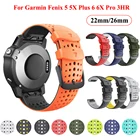 Ремешок силиконовый для смарт-часов Garmin Fenix 7 7X 6 6X Pro 5X 5 3HR Forerunner 935 945