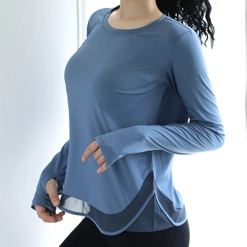 Женские топы Спортивные Свободные Джерси Mujer Dri Fit, тренировочные рубашки с круглым вырезом и длинным рукавом для занятий йогой, женская футболка для тренировок