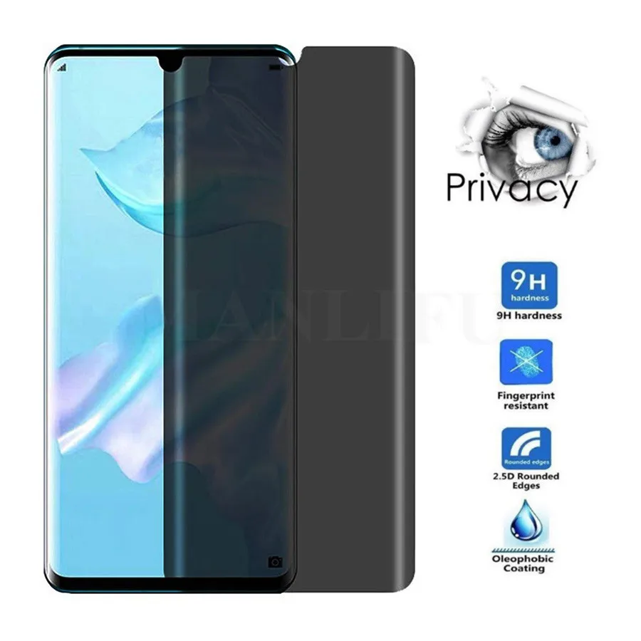 3D полное изогнутое анти-шпионское закаленное стекло для Huawei P30 Mate 20 P40 Pro защита