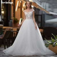 a line lace wedding dress cap sleeves boho bride dresses 2021 plus size illusion scoop and back princess wedding party gowns