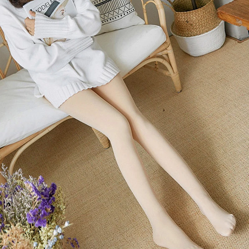 Winter Pantyhose for Women Tights Fashion Solid Color Warm Thick Pantyhose for Girls Black Imitation Skin Stretchy Pantyhose