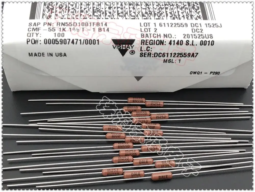 20 шт 100% новый и оригинальный Дейл CMF55 0 25 W 1K = 4 шт. 1 5 K 6 47 (Европа) фиксированный