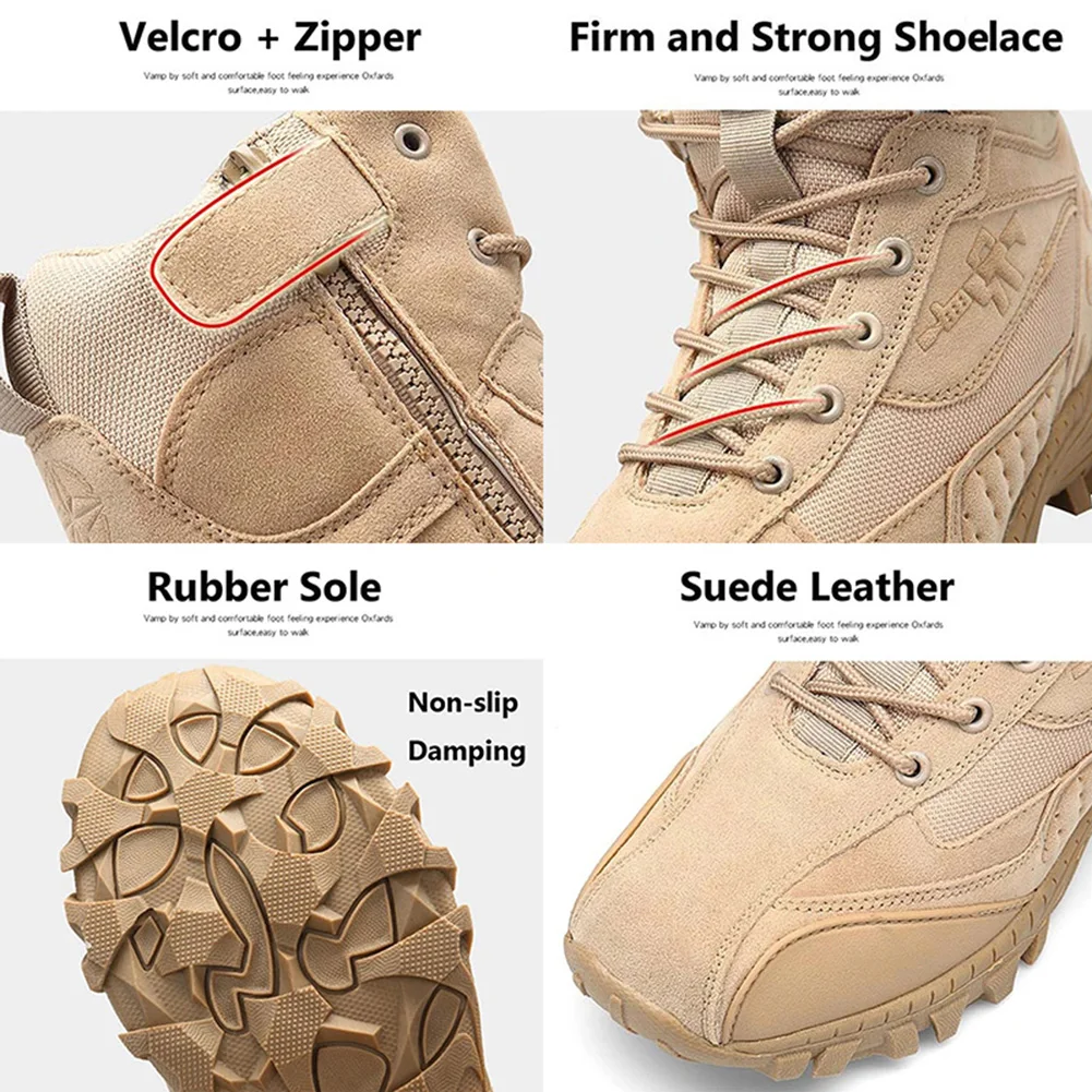 

Hot Men Steel Toe Boots Outdoor Slip Resistant Hiking Ankle Desert Boots Shoes MVI-ing