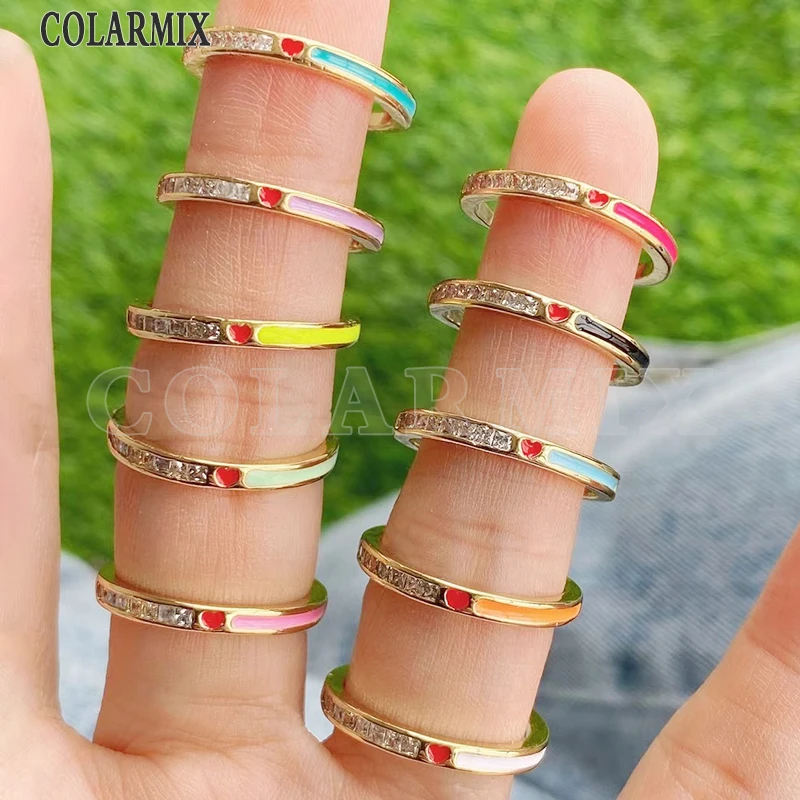 

8 Piece Zircon Mix Enamel Colorful rings Fashion Enamel rings party ring Zircon rings Fashion jewelry rings 51720