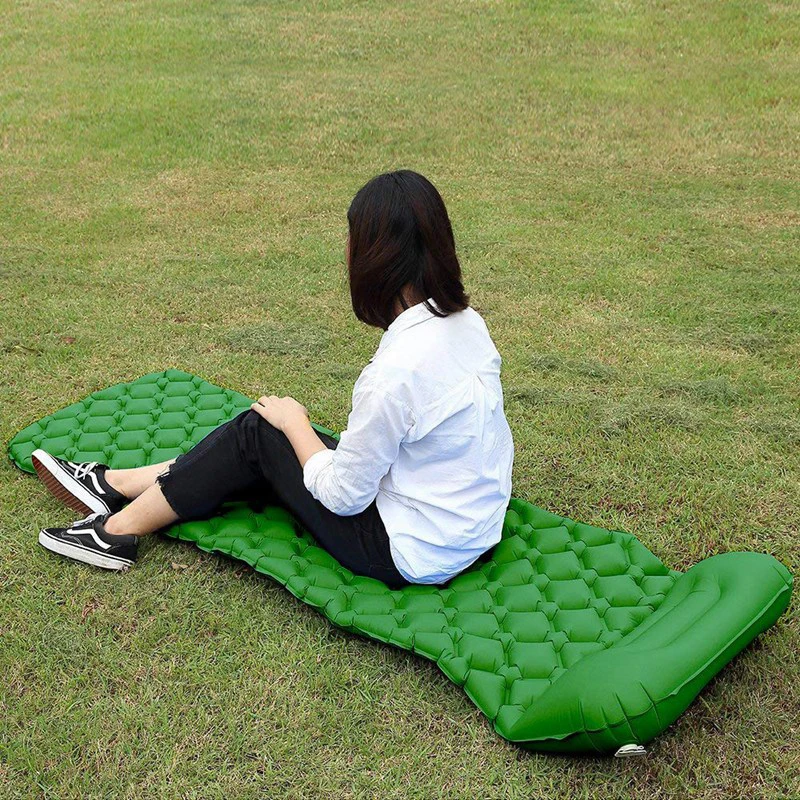 

Outdoor Sleeping Pad Camping Inflatable Mattress With Pillow Travel Mat Folding Bed Ultra-Light Air Cushion Picnic Hiking Mat