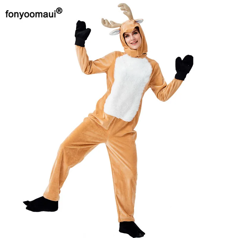 Комбинезон для косплея взрослых женщин детей Хэллоуин Рождество животное лось