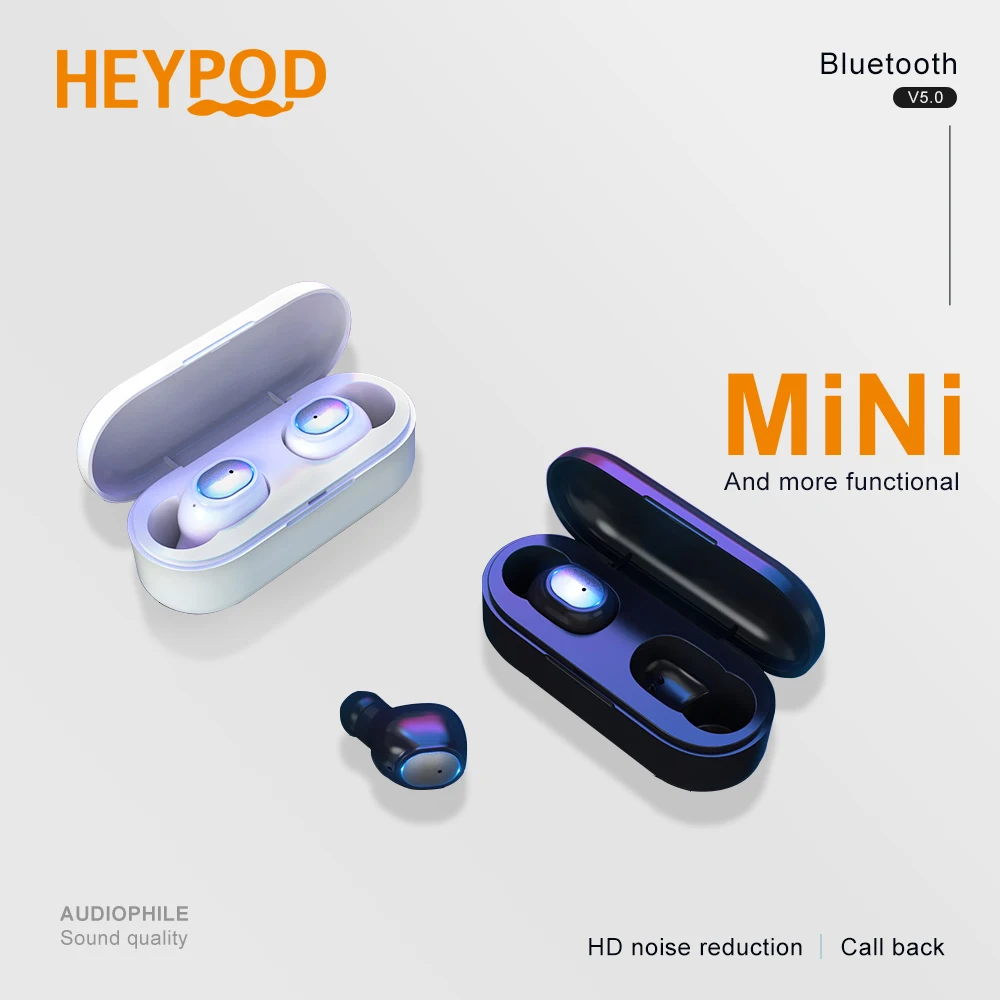Беспроводные Bluetooth наушники HEYPOD TWS мини музыкальные Hi Fi беспроводная гарнитура с
